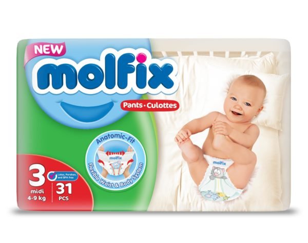 Molfix Baby Pants Pull Ups Midi 31 Pcs Twin Pack /Weight 4 - 9 Kgs - Size 3