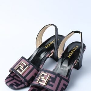 FENDI Black and Purple Square-Patch-Heel sandal, Casual Branded Sandals for Ladies