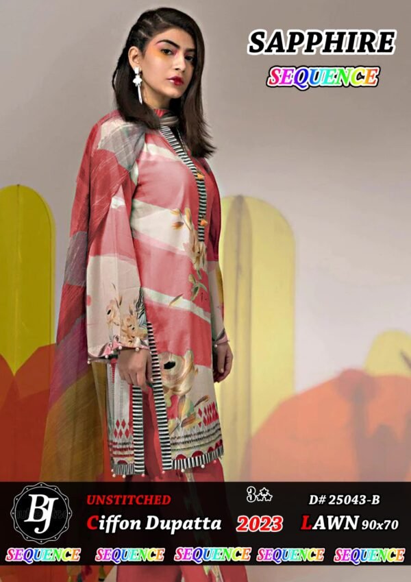 Ciffon dupatta unstitch suit for ladies