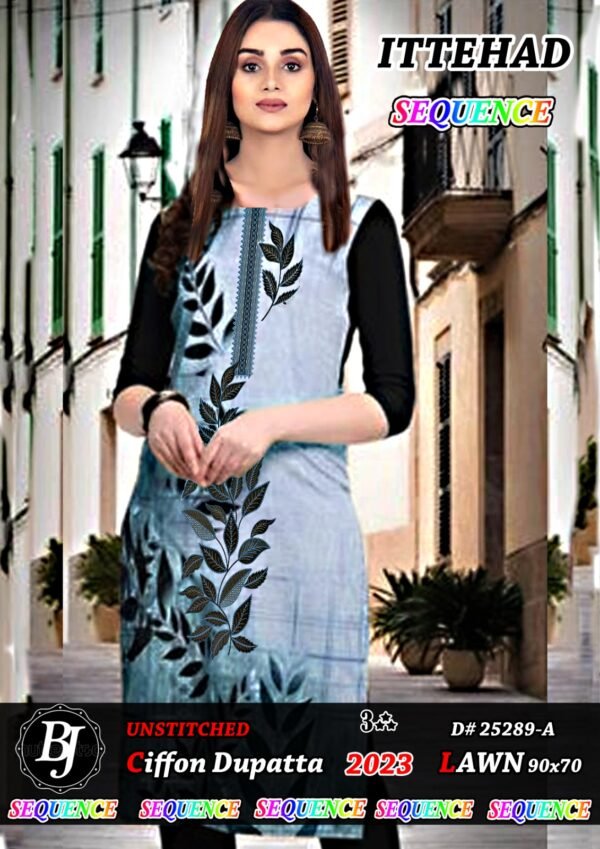 Ciffon dupatta unstitch suit for ladies