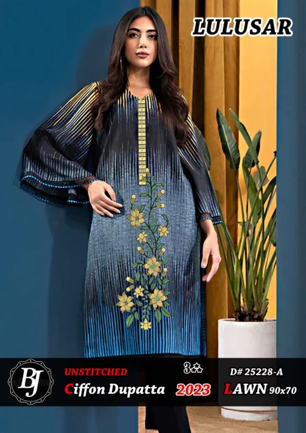 Ciffon dupatta unstitch suit for ladies