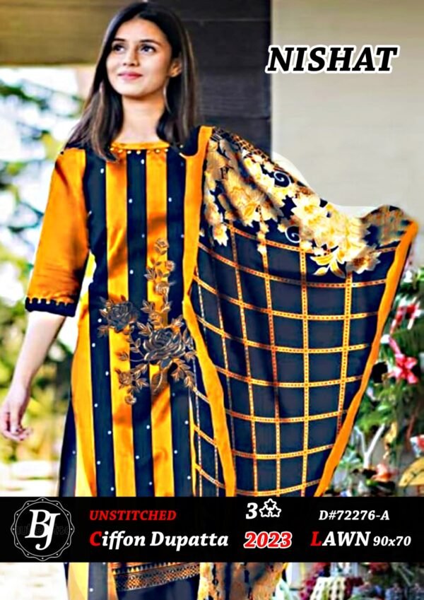 Ciffon dupatta unstitch suit for ladies