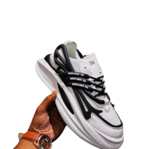 Men's Jogger Shoes, Jogger Sneakers, Lightweight Shoes, Black and White Shoes