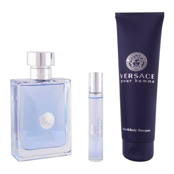 Versace Pour Homme Set, For Men, Eau De Toilette, 100ml + Eau De Toilette 10ml + Hair & Body Shampoo, 150ml