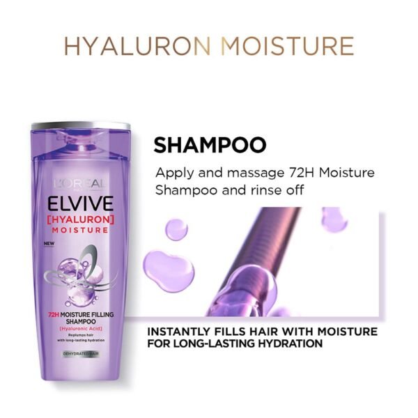 L'Oreal Paris L'Oreal Paris Elvive Hyaluron Moisture 72H Moisture Filling Shampoo, 175ml - Image 4