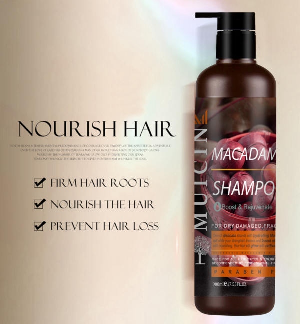 Muicin Macadamia Oil Boost & Rejuvenate Shampoo, For Dry, Damaged & Fragile Hair, 900ml - Image 3