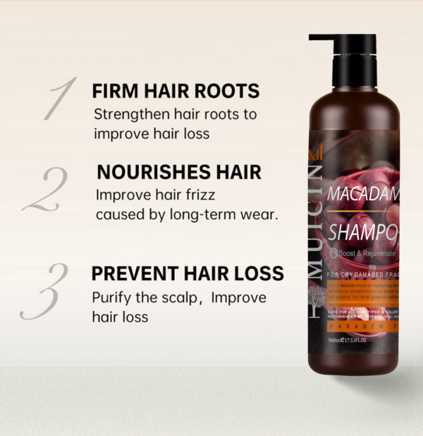 Muicin Macadamia Oil Boost & Rejuvenate Shampoo, For Dry, Damaged & Fragile Hair, 900ml - Image 2