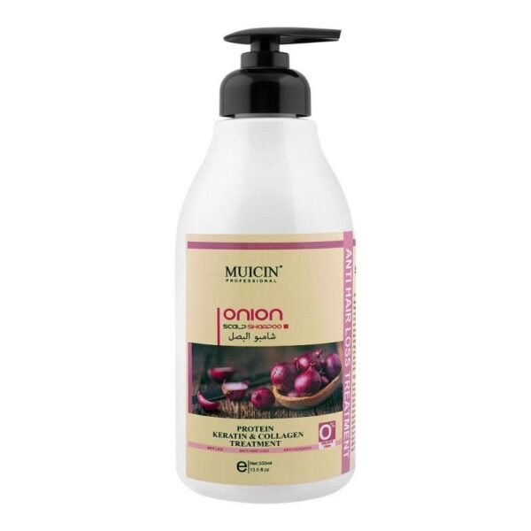 Muicin Onion Protein Keratin & Collagen Treatment Anti Hair Loss Scalp Shampoo, 550ml - Image 3