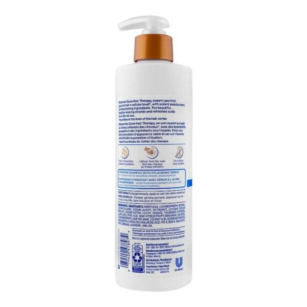 Dove Hair Therapy Hydration Spa 0% Sulfates Hyaluronic Acid Shampoo, 400ml - Image 2