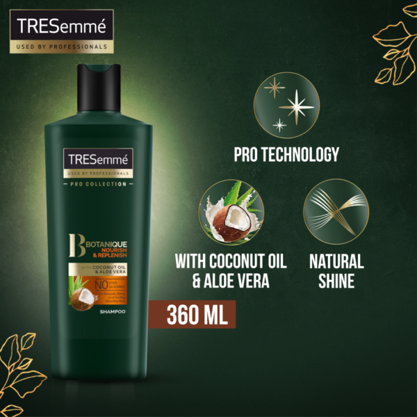 Tresemme Botanique Nourish & Replenish Coconut Oil & Aloe Vera Shampoo, For Smooth, Shiny & Visible Healthy Hair, 360ml