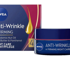 Nivea Anti-Wrinkle + Firming Macadamia Nut Oil Shea Butter & Panthenoll 45+ Night Care Cream, 50ml