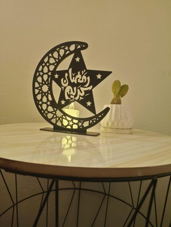 Ramadan Kareem Calligraphy, Moon Shaped Table Stand - Image 2