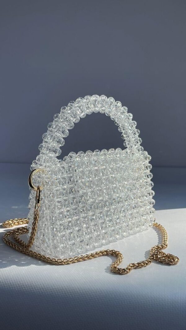 Chic Girls Customized White Beaded Crossbody Bag