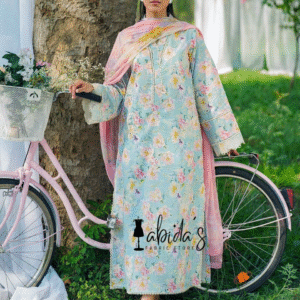 SUMMER COLLECTION 2025 LAWN Fabric 3Pc Front Lawn Printed Daman Embroidery Patch Sleeves Printed & Sleeves Full Heavy Embroidery Patch Back Lawn printed Trouser Lawn Printed Digital Printed Swiss Voil Dupatta
