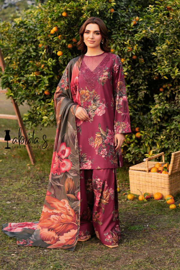 IZNIK patches with VOIL Print Dupatta Fabric: 9070 Lawn Printed shirt Printed trouser Printed 100/100 voil lawn Dupatta Embroidery patches on organza