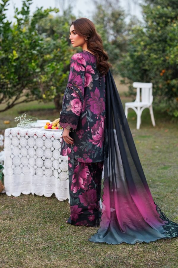 IZNIK patches with VOIL Print Dupatta Fabric: 9070 Lawn Printed shirt Printed trouser Printed 100/100 voil lawn Dupatta Embroidery patches on organza - Image 2