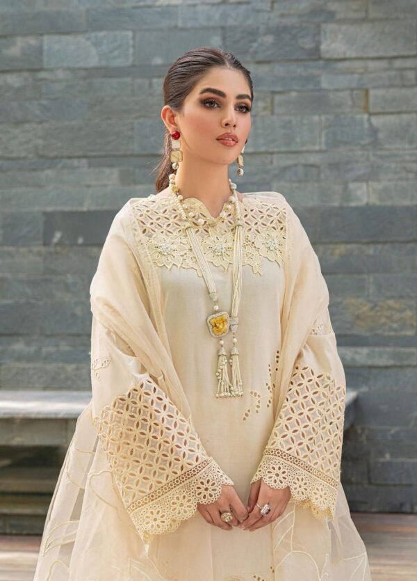 SUMMER COLLECTION 2025 Alhmdulillah 🍂Mushq 436🍂 Lawn Hit Codes Stuff: Best Quality LAWN AIRJET 90/70 ✔️ Front Full heavyEmbroidered with boring work ✔️ DAMAN emb patch ✔️ Back Embriodered with bottom patch ✔️ Neck Emb patch boring work ✔️ Sleeves Heavy Embroidered ✔️ Organza Emb dupatta full heavy motifs like original ✔️ Trouser plain dyed ✔️ With Catalog & Bag - Image 2