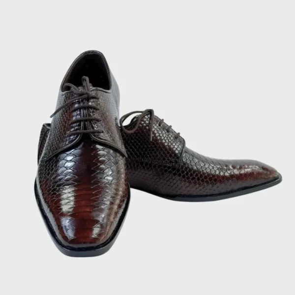 WalkinStyles-Classic Python Brown Formal Lace-Ups - Image 3