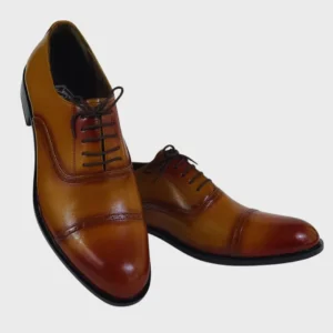 Men's Premium Oxford Leather Shoes-Two-Tone-Tan & Brown Finish