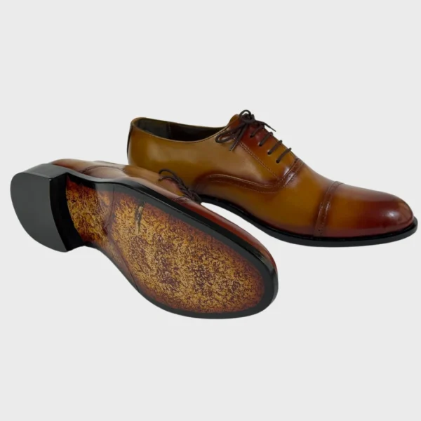 Men's Premium Oxford Leather Shoes-Two-Tone-Tan & Brown Finish - Image 3