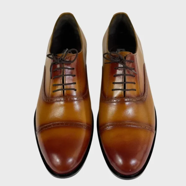 Men's Premium Oxford Leather Shoes-Two-Tone-Tan & Brown Finish - Image 2