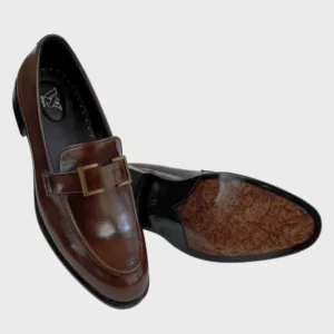 Men’s Formal Buckle Dress Shoes – Rich Brown Elegance
