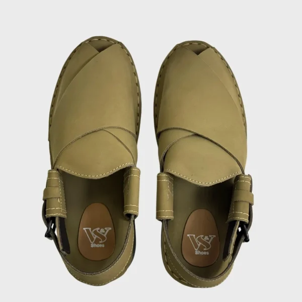 WalkStyles Premium Peshawari Chappal – Olive Brown