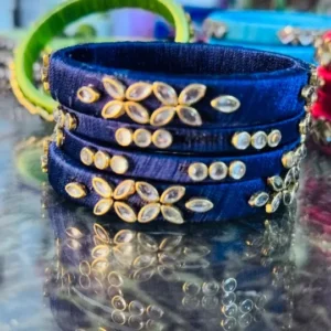 Handmade Bangles Beautiful Handmade Bangles for Girls Featuring Elegant Kundan Designs | Unique Handmade Bangle Collection | Colorful Silk Thread Bangles for Traditional and Festive Wear"