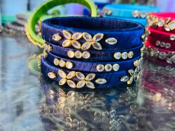 Handmade Bangles Beautiful Handmade Bangles for Girls Featuring Elegant Kundan Designs | Unique Handmade Bangle Collection | Colorful Silk Thread Bangles for Traditional and Festive Wear"