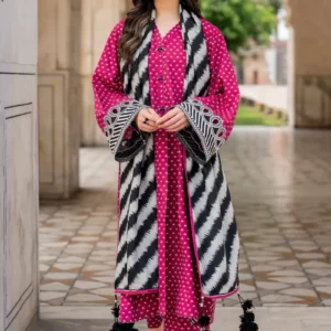 Baroque Printed 3pc Lawn With Chiffon Dupatta