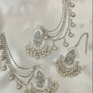 Elegant Bahubali Jhumki & Tika Set from the Cristal Sahara Collection | For Women (002)