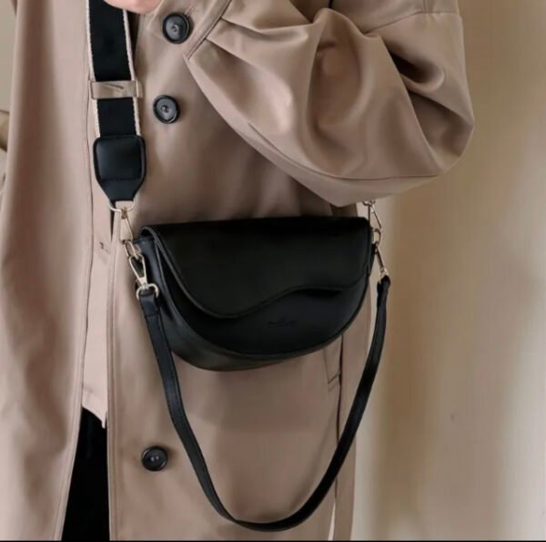 New Arrival 2025 – Women's PU Leather Crossbody Bag with Wide Red Shoulder Strap | Small Square Design - Image 2