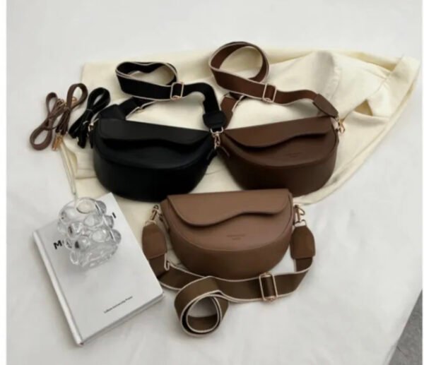 New Arrival 2025 – Women's PU Leather Crossbody Bag with Wide Red Shoulder Strap | Small Square Design