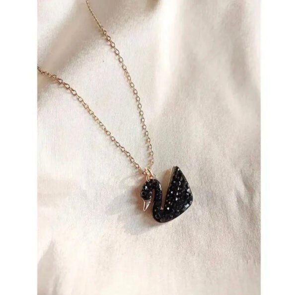 Korean Black Swan Pendant Necklace – Elegant Golden Chain for Girls | Trendy & Stylish Jewelry - Image 3