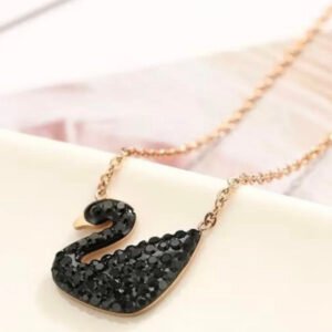 Korean Black Swan Pendant Necklace – Elegant Golden Chain for Girls | Trendy & Stylish Jewelry