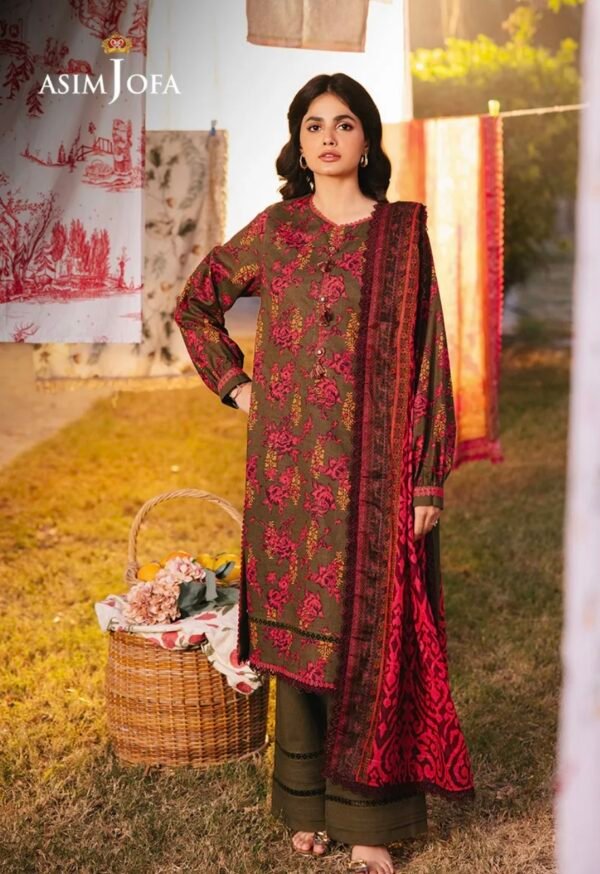Asim Jofa Unstitched Lawn Suit 2025 – AJUBJ-19 | 3-Piece Printed Lawn Dress Design for Women - Image 2