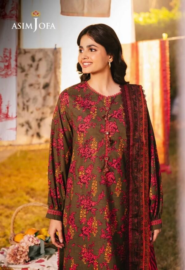 Asim Jofa Unstitched Lawn Suit 2025 – AJUBJ-19 | 3-Piece Printed Lawn Dress Design for Women - Image 4