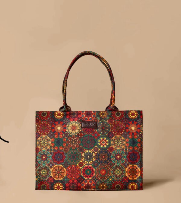 Cultural Print Tote Bag – Ethnic-Inspired Everyday Carry Bag for Women & Girls