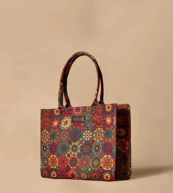 Cultural Print Tote Bag – Ethnic-Inspired Everyday Carry Bag for Women & Girls - Image 2