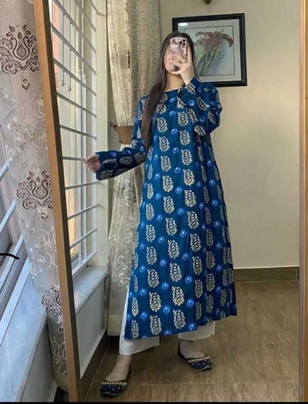 2025 Stitched 2-Piece Long Kurti Set for Women & Girls – Elegant Printed Suit for Casual & Semi-Formal Wear - Image 2