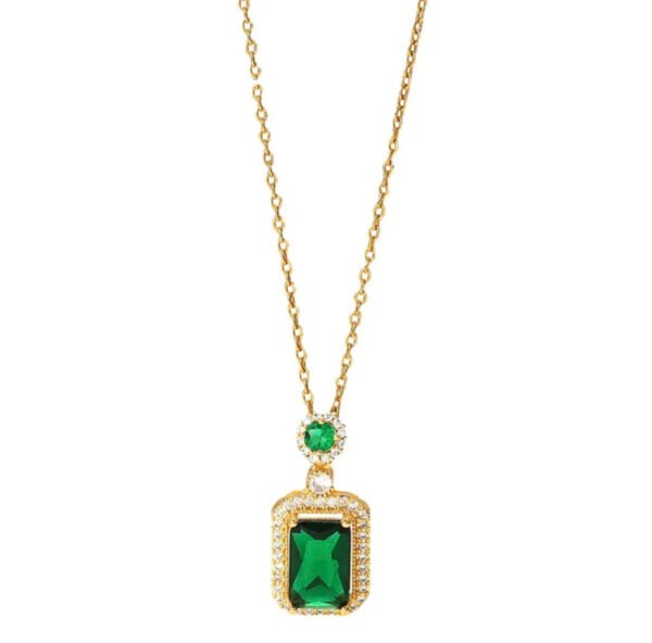 3-Piece Emerald Crystal Jewelry Set – Titanium Steel Necklace, Earrings & High-End Designer Finish - Image 3