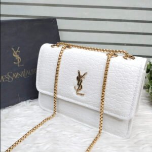 YSL-Inspired White Crossbody Handbag for Women – Large, Elegant Shoulder Bag with Brand Card