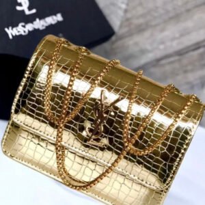 YSL-Inspired Golden Crossbody Handbag for Women – Large, Stylish Shoulder Bag with Brand Card