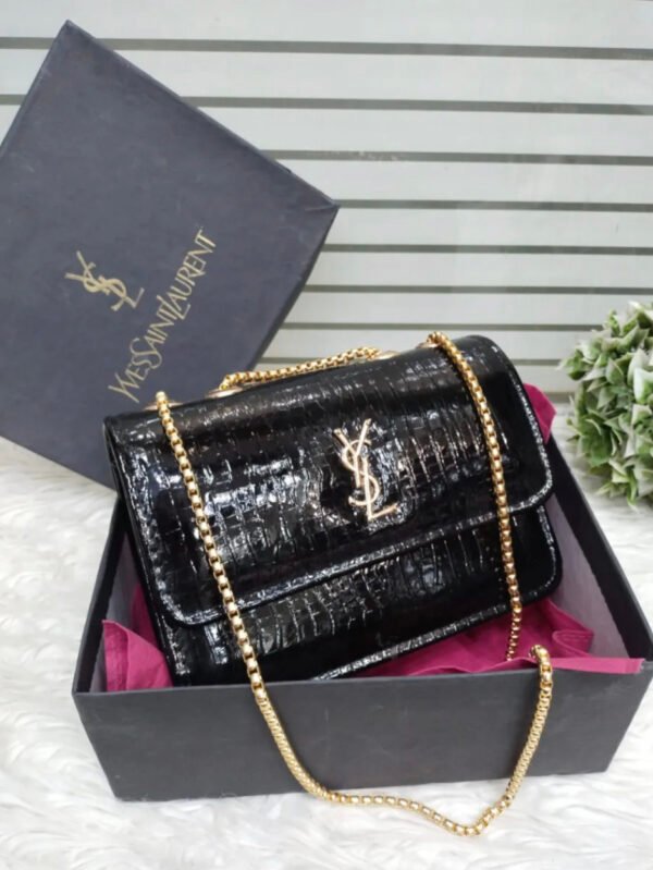 YSL-Inspired Large Black Crossbody Handbag for Women – Stylish Shoulder Bag with Brand Card - Image 2
