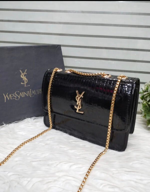 YSL-Inspired Large Black Crossbody Handbag for Women – Stylish Shoulder Bag with Brand Card