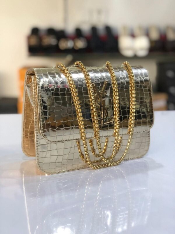 YSL-Inspired Golden Crossbody Handbag for Women – Large, Stylish Shoulder Bag with Brand Card - Image 2