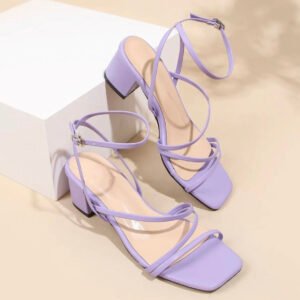 Trendy Purple Block Heel Sandals for Girls – Stylish Strappy Party Wear Footwear