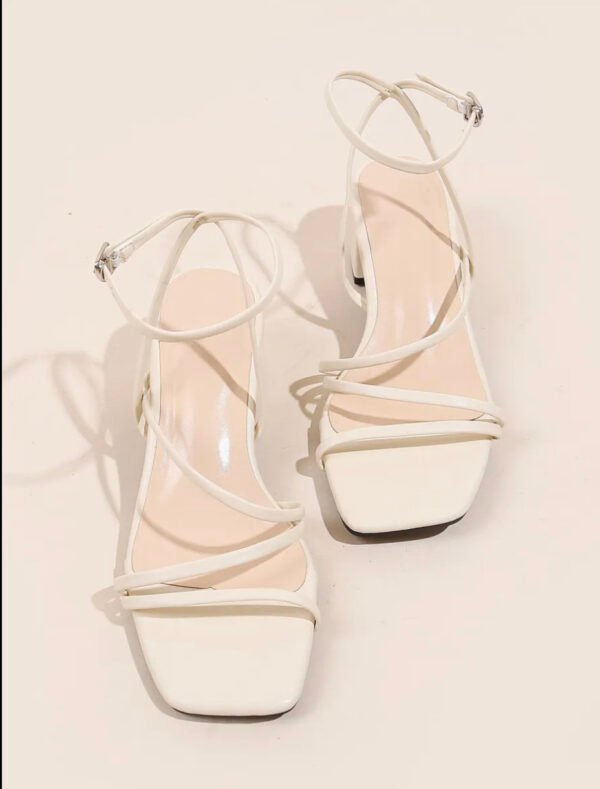 Trendy Beige Block Heel Sandals for Girls – Stylish Strappy Party Wear Footwear - Image 3