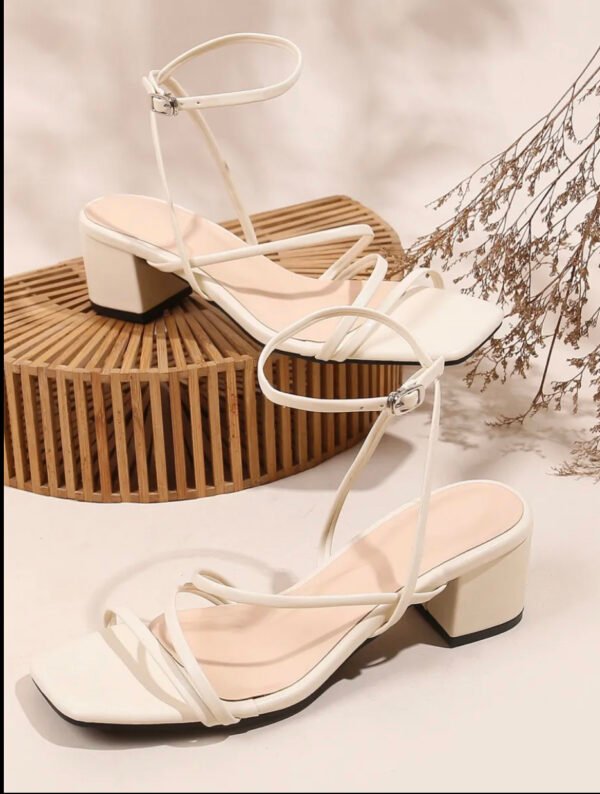 Trendy Beige Block Heel Sandals for Girls – Stylish Strappy Party Wear Footwear