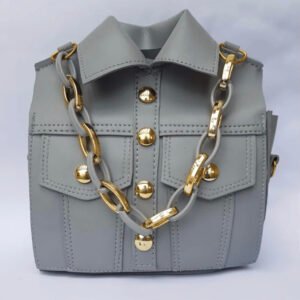 Trendy Grey Jacket-Style Leather Handbag for Women – Crossbody, Sling & Shoulder Bag for College, Casual & Everyday Use